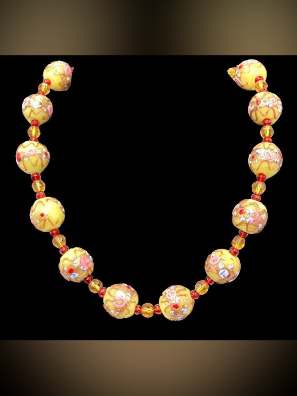 Vintage Italian Wedding Cake Bead Choker Necklace Art Deco 1930’s